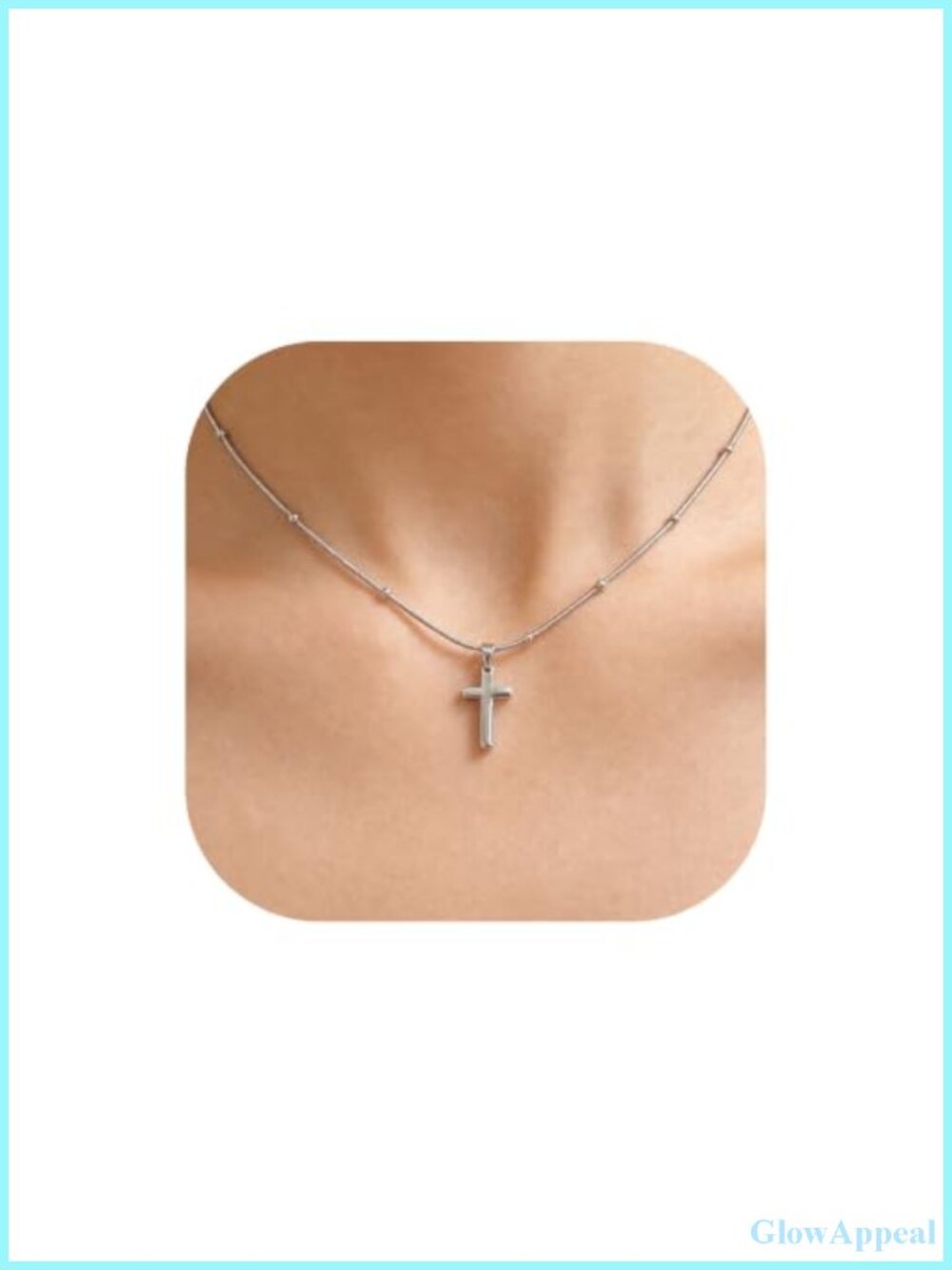 Stainless Steel Small Cross Necklace for Women, Dainty Christian Faith Pendant,